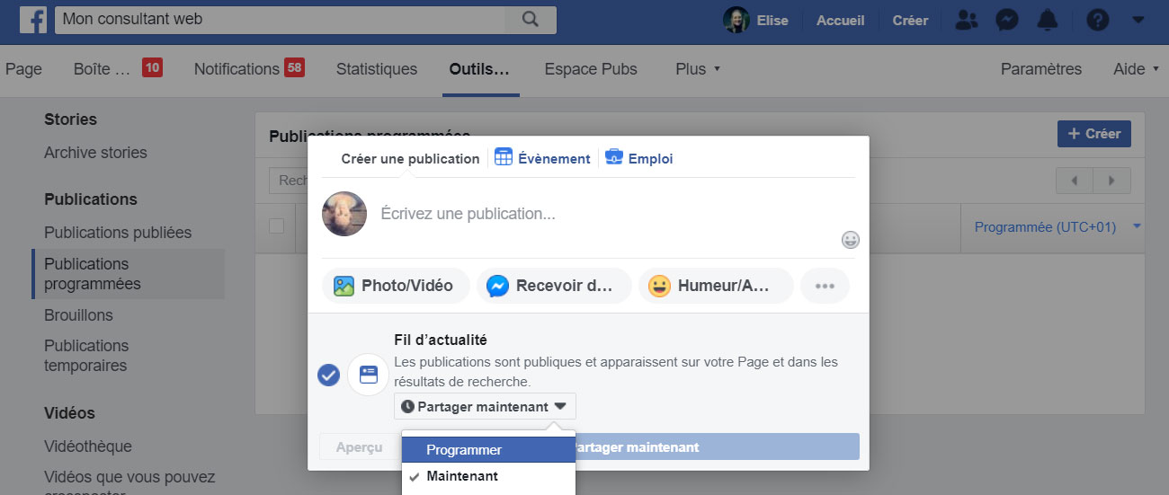 Vous pouvez ainsi programmer vos posts facebook de nouveau !