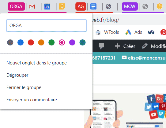 Créer un groupe d'onglets sous chrome